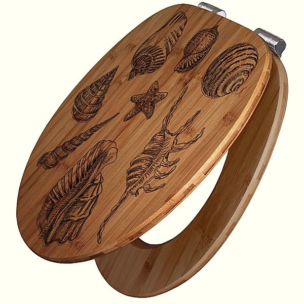 Banjado WC Sitz Bambus Holz Mit Gravur Toilettendeckel Mit Absenkautomatik günstig online kaufen