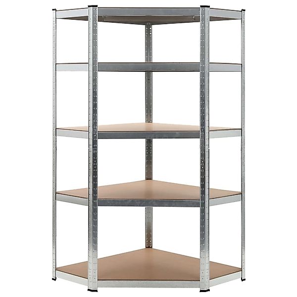 vidaXL Eckregal mit 5 Böden Silbern Stahl & Holzwerkstoff 144264 günstig online kaufen