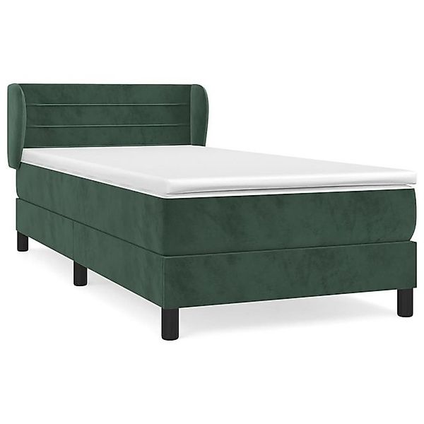 vidaXL Boxspringbett, Boxspringbett mit Matratze Dunkelgrün 90x190 cm Samt günstig online kaufen