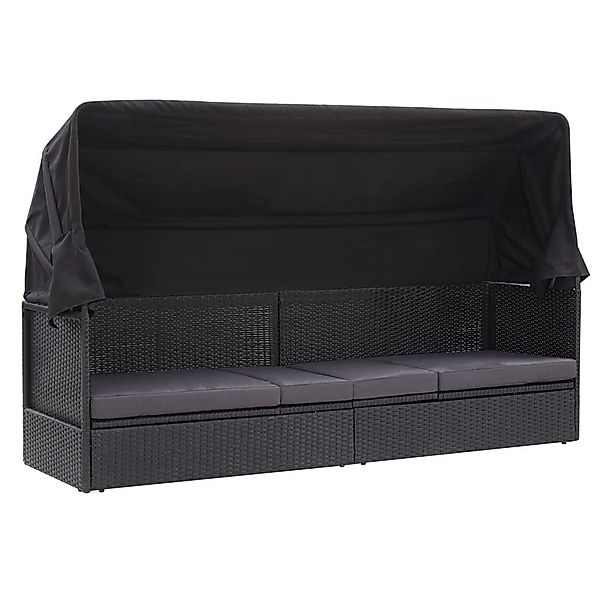 furnicato Gartenliege Outdoor-Sofabett mit Dach Poly-Rattan günstig online kaufen