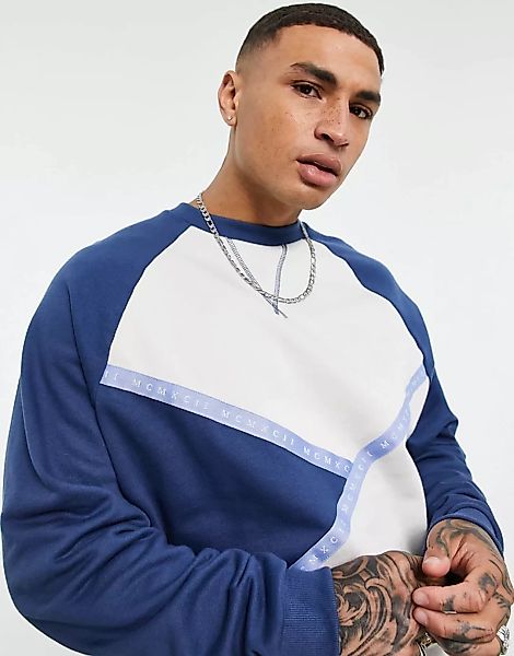 ASOS DESIGN – Oversize-Sweatshirt mit Blockfarbendesign und Ziffernzierband günstig online kaufen