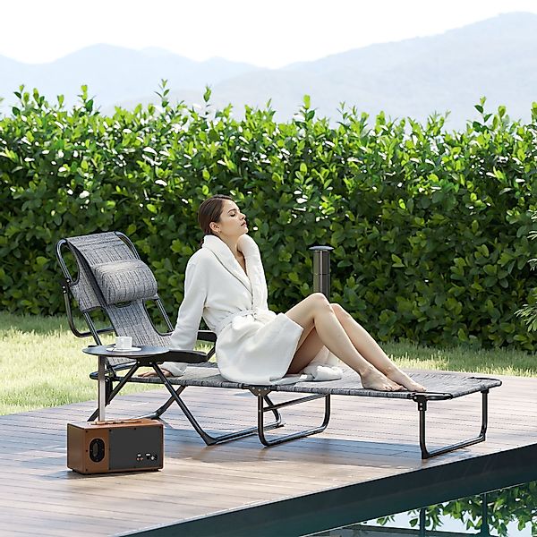 Outsunny Transat Gartenliege faltbar mit 4-fach verstellbarer Rückenlehne, günstig online kaufen