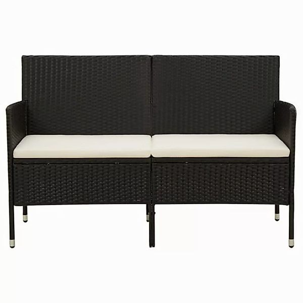 vidaXL Sofa, 3-Sitzer-Gartensofa mit Kissen Schwarz Poly Rattan günstig online kaufen