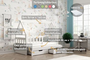 thematys Kinderbett mit Rausfallschutz und Ausziehbett günstig online kaufen