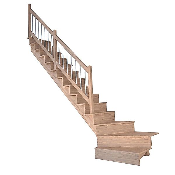 Treppe Lindos Eiche Gewendelt Links Setzstufen 80 cm Holz-Edel-Geländer FSC günstig online kaufen