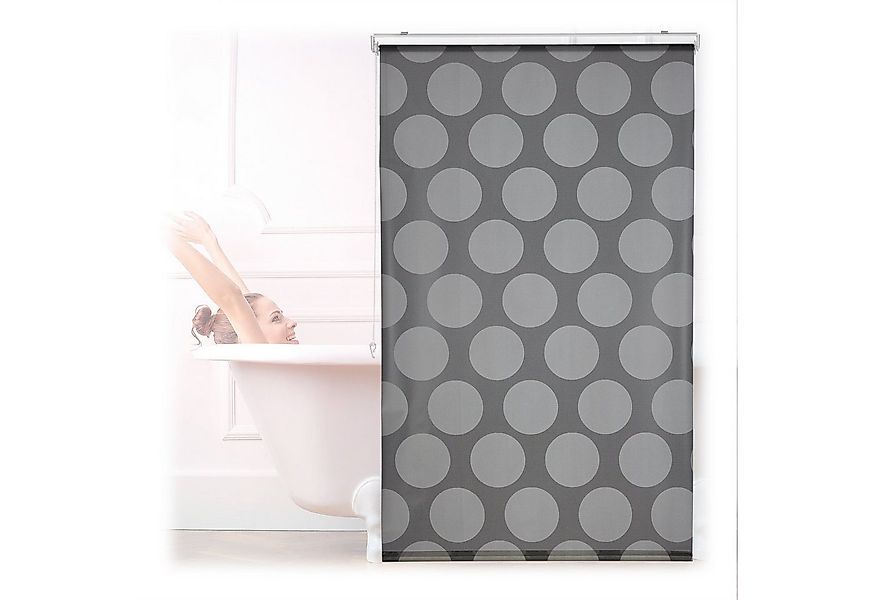 relaxdays Duschrollo grau Punkte Breite 100 cm, 100x240cm günstig online kaufen