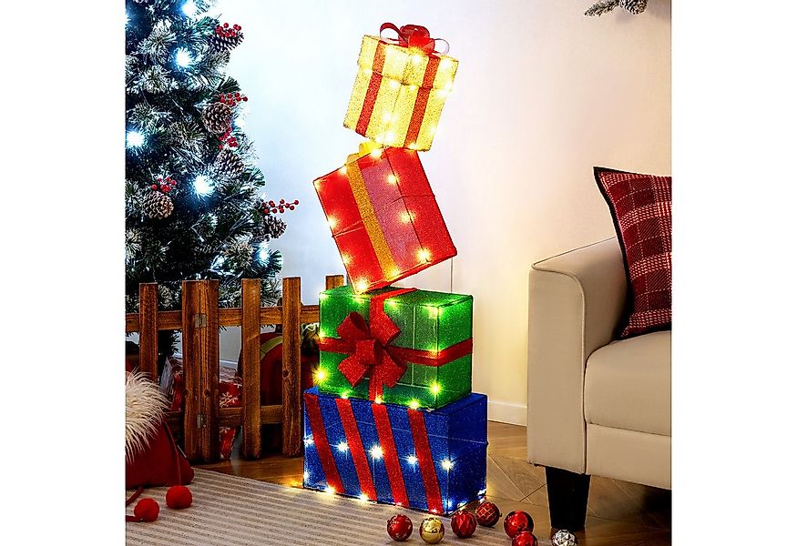 COSTWAY Weihnachtsfigur, LED Geschenkbox, Weihnachtsdeko, Dekoboxen günstig online kaufen