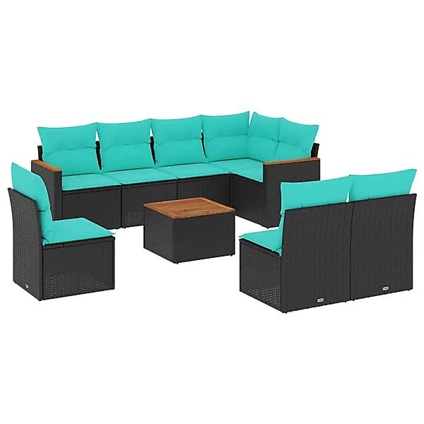 vidaXL 9-Tlg Gartensofa-Set mit Kissen Schwarz Polyrattan 3226050 günstig online kaufen