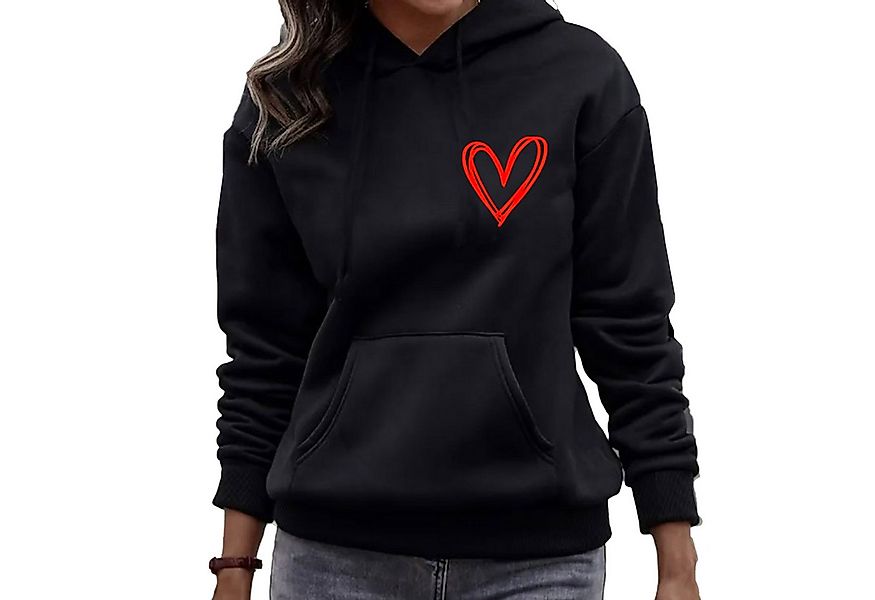 Banco Hoodie Damen Pullover Hoodie Love Liebe Herz Unifarbe Unifarben Größe günstig online kaufen