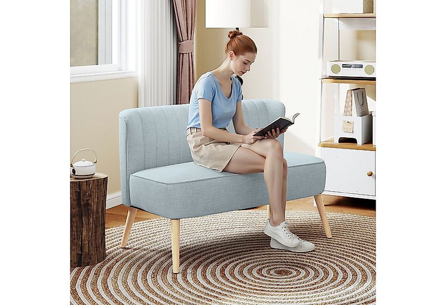 HOMCOM 2-Sitzer Zweisitzer, Loveseat mit Leinenoptik, Doppelsofa mit Holzbe günstig online kaufen