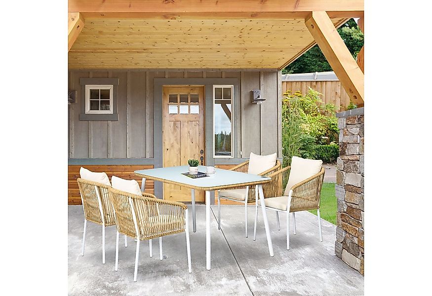 Outsunny Sitzgruppe 5-teiliges Gartenmöbel-Set mit Sitz-, Rückenkissen, (Ga günstig online kaufen