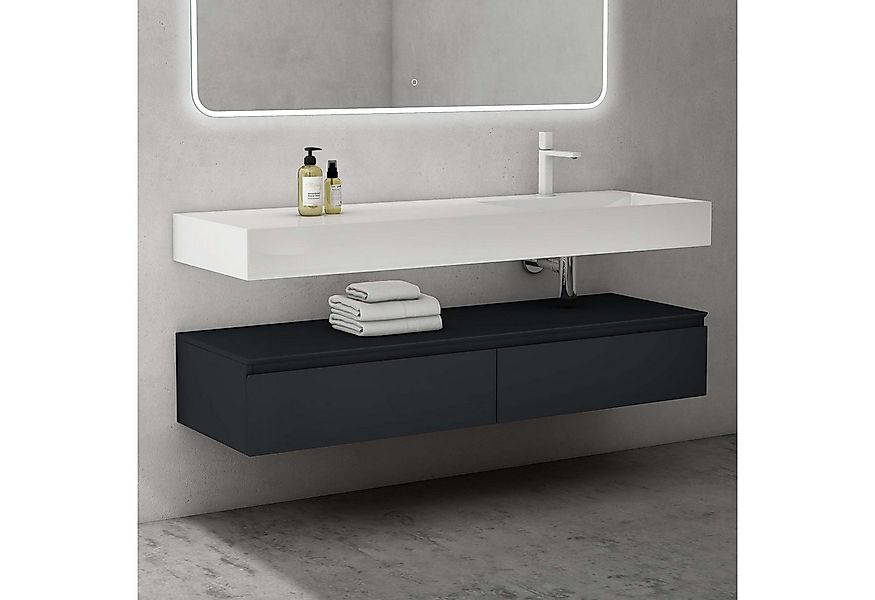 doporro Badmöbel-Set Waschtisch mit Unterschrank 150cm Mineraglguss Waschbe günstig online kaufen