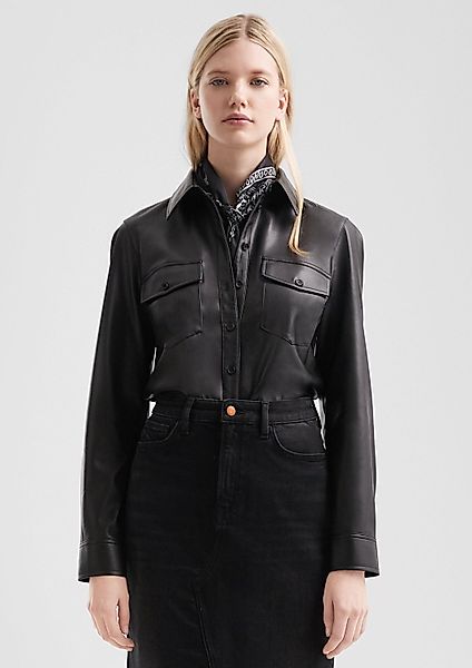 QS Langarmbluse Bluse Bluse in Lederoptik günstig online kaufen