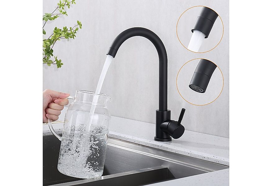 HOMELODY Küchenarmatur Schwarzer 360° drehbarer Spültischarmatur aus Edelst günstig online kaufen