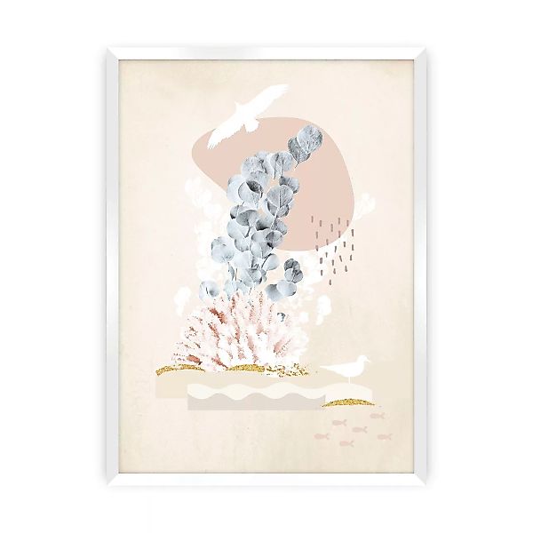 Poster Beige Abstract I, 21 x 30 cm, Ramka: Biała günstig online kaufen