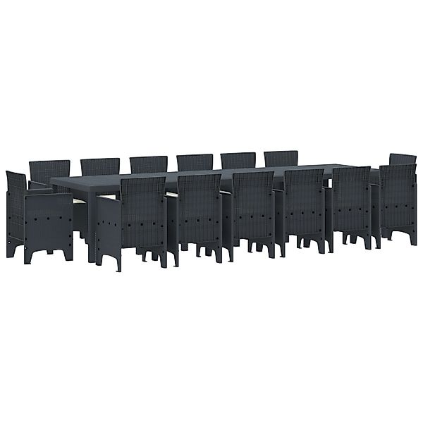 vidaXL 15-Teiliges Garten Essgruppe mit Kissen Anthrazit Poly-Rattan 337863 günstig online kaufen
