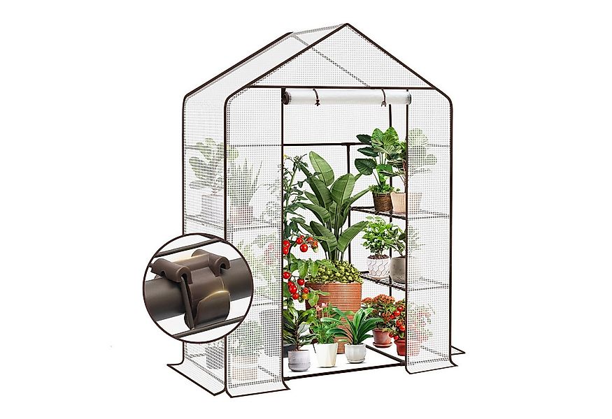 Sekey Gewächshaus 143 x 73 x 195 cm Foliengewächshaus mit Plane und 4 Regal günstig online kaufen