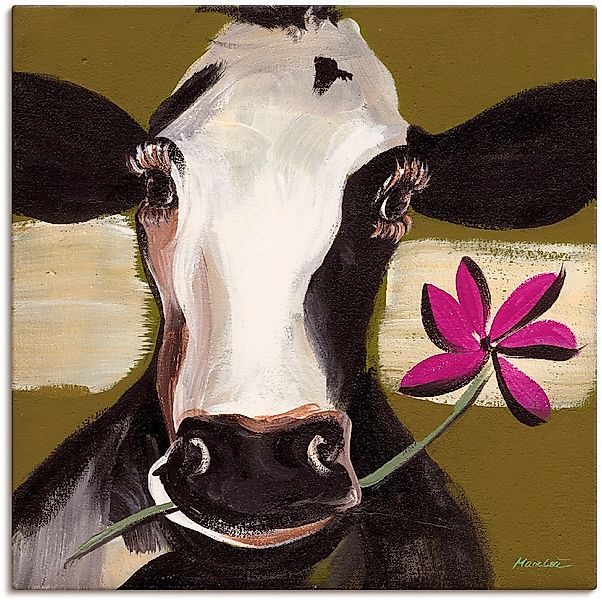 Artland Leinwandbild "Glückliche Kuh I" Haustiere 1 Stk. tlg. als Leinwandb günstig online kaufen