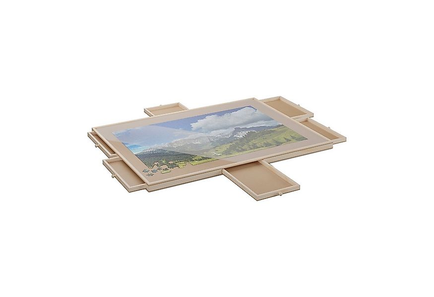 relaxdays Puzzleunterlage Puzzlebrett drehbar mit 6 Schubladen günstig online kaufen