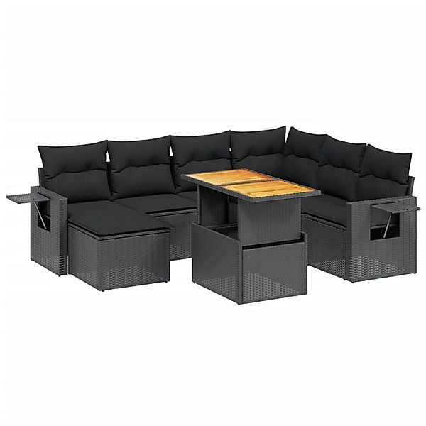 vidaXL 8-Tlg Garten-Sofagarnitur mit Kissen Schwarz Poly Rattan 3271867 günstig online kaufen