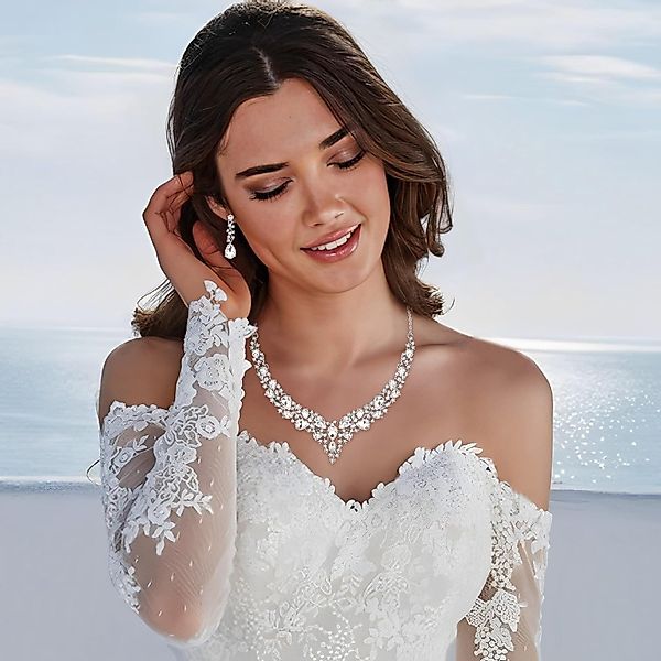 Coonoor Schmuckset Damen Hochzeits-Schmuckset, Halsketten- und günstig online kaufen