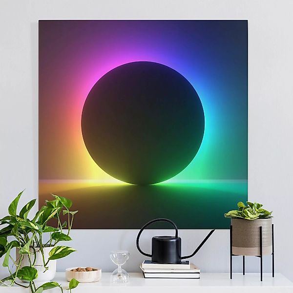 Leinwandbild Schwarzer Kreis mit Neonlicht günstig online kaufen