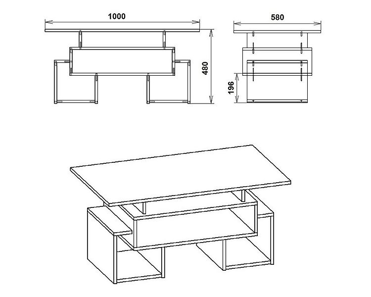 Rodnik Couchtisch Tandem, 2 mm ABS-Kanten, viele Ablageflächen günstig online kaufen