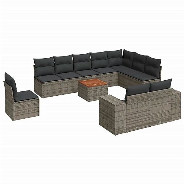 vidaXL 11-tlg Garten-Sofagarnitur mit Kissen Grau Poly Rattan Modell 44 günstig online kaufen