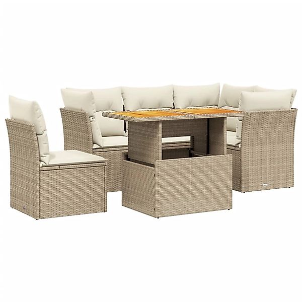 vidaXL 5-Tlg Garten-Sofagarnitur mit Kissen Beige Poly Rattan 3270834 günstig online kaufen
