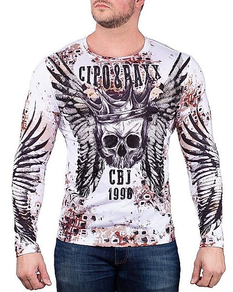 Cipo & Baxx Longsleeve Herren Longsleeve BA-CL494 Markenschriftzug auf der günstig online kaufen