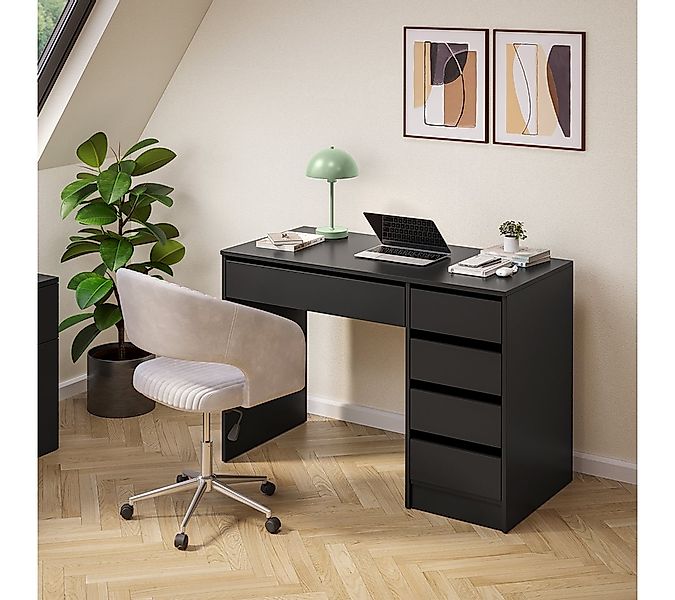 Bellamio Schreibtisch Nore mit Schubladen (schwarz, beidseitig montierbar, günstig online kaufen