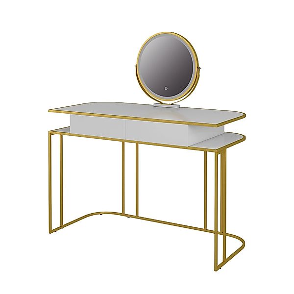 Vicco Schminktisch Tiara Weiß/Gold/Gold 110 cm günstig online kaufen