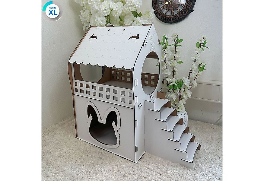 Jungengel Tierhaus Zweistöckiges Kaninchenhaus aus MDF – Weiß – in XL, XXL, günstig online kaufen