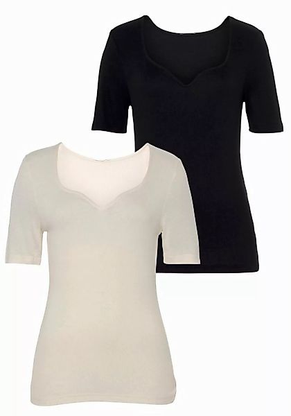 Vivance T-Shirt (2er-Pack) mit herzförmigen Dekolleté günstig online kaufen