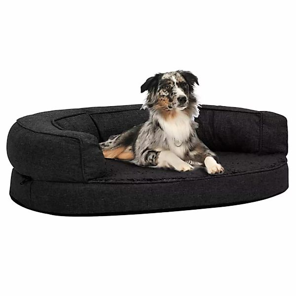 Hundematratze Ergonomisch 75x53 Cm Leinenoptik Fleece Schwarz günstig online kaufen