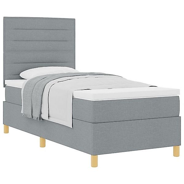 vidaXL Bett Boxspringbett mit Matratze hellgrau Einzelstoff (1-tlg) günstig online kaufen
