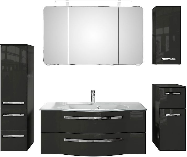 Saphir Badmöbel-Set "Serie 4005, vormontiert, Glaswaschbecken, Spiegelschra günstig online kaufen