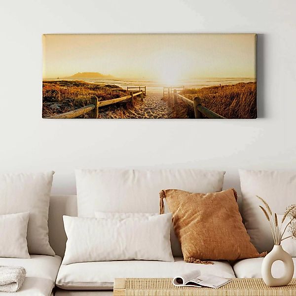Bricoflor Wandbild Mit Sonnenuntergang Am Meer Leinwand Bild Mit Strand Mot günstig online kaufen