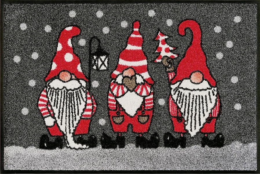 wash+dry by Kleen-Tex Fußmatte "Winterzwerge" rechteckig 7 mm Höhe Schmutzf günstig online kaufen