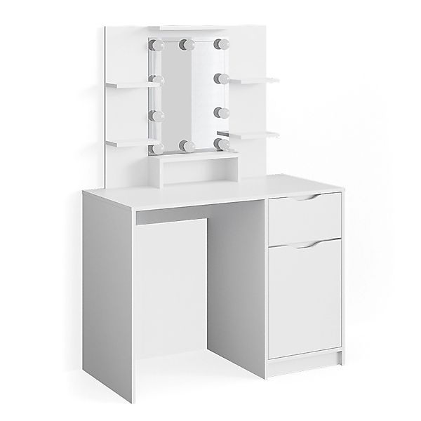 Vicco Schminktisch Ruben Little Weiß 100 cm mit LED Beleuchtung günstig online kaufen