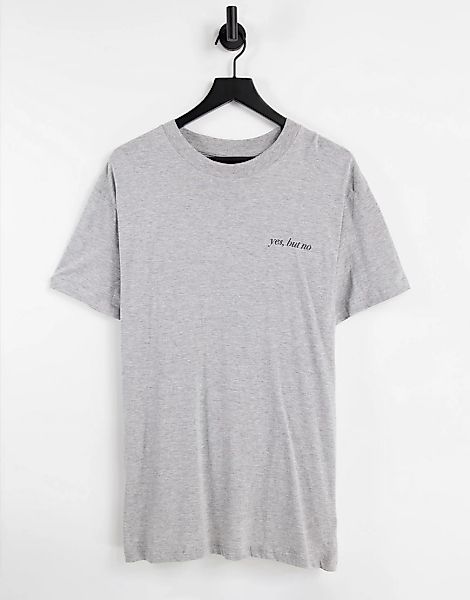 Night Addict – Oversize-T-Shirt mit „Yes No“-Print-Grau günstig online kaufen