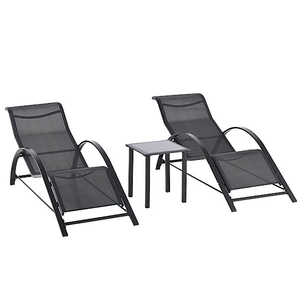 Outsunny Gartenliege Sonnenliege-Set mit Tisch, 2 günstig online kaufen