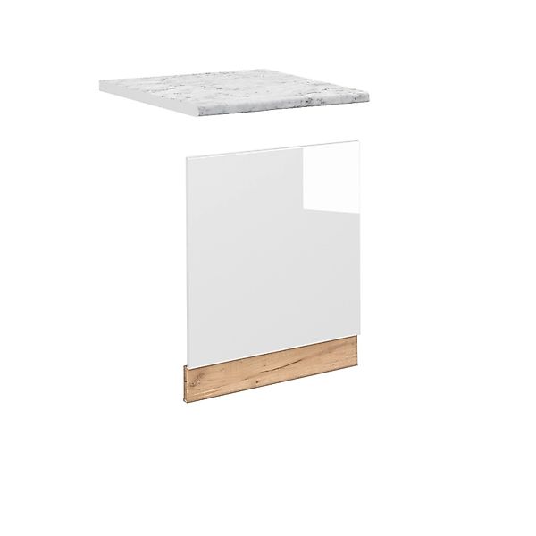 Vicco Frontblende Fame-Line Weiß Hochglanz/Goldkraft Eiche 60 cm AP Marmor günstig online kaufen