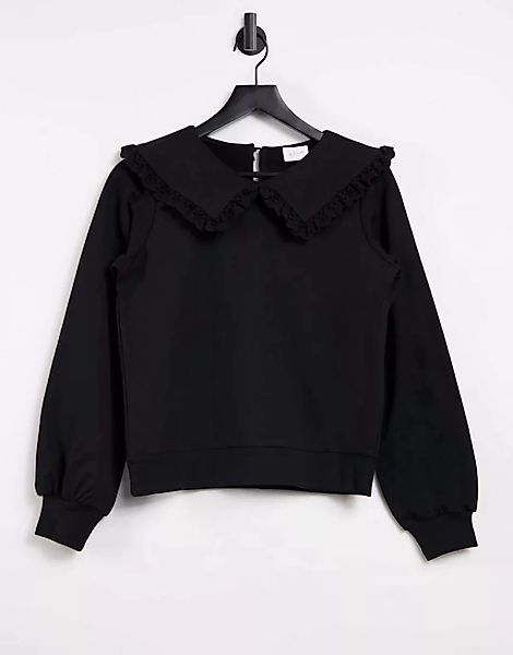 Vila – Sweatshirt in Schwarz mit Kragendetail günstig online kaufen