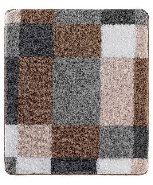Badematte EDGE, Weiß, Grau, Taupe, 60 x 50 cm, Muster, Höhe 20 mm, rutschhe günstig online kaufen