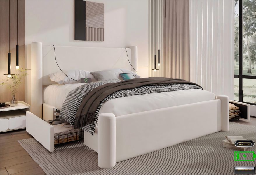 LVHOM Polsterbett 140x200cm/160x200cm Bettgestell, Doppelbett/Straumbett/Fu günstig online kaufen