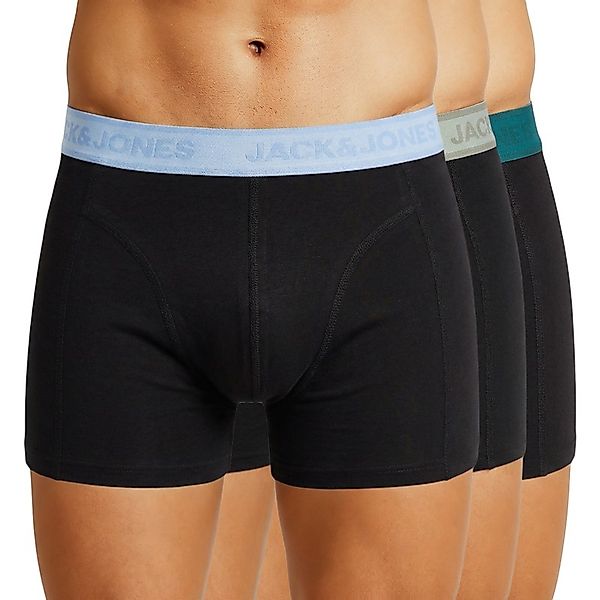 Jack & Jones 3-er Set Trunks Schwarz mit verschiedenfarbigem Webbund günstig online kaufen