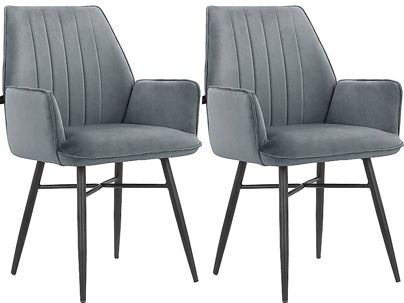 loft24 Esszimmerstuhl Kenzo (Set, 2 St), Armlehnstuhl mit Bezug in Samtopti günstig online kaufen