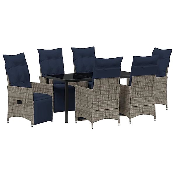 vidaXL Garten Essgruppe 7-Tlg Grau Poly Rattan 3379601 günstig online kaufen