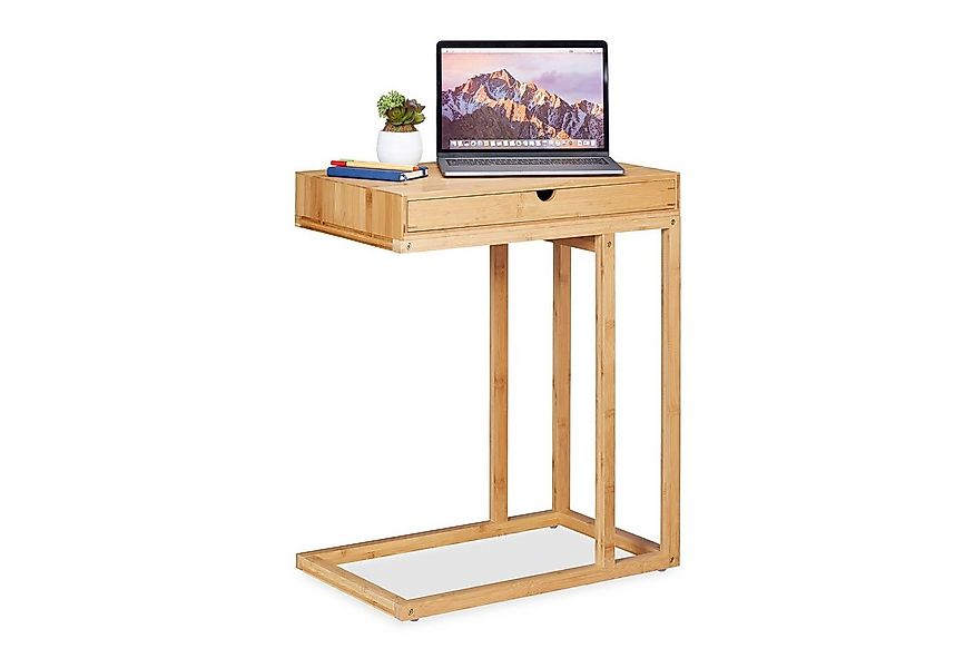 relaxdays Beistelltisch Bambus mit Schubfach günstig online kaufen
